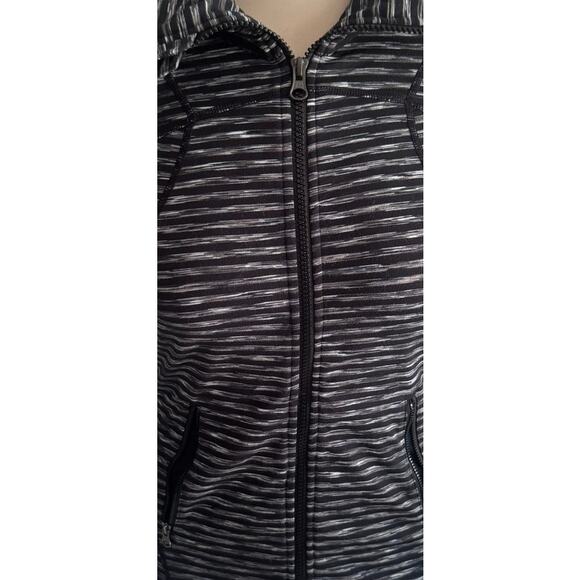 Zella Womens Small Full Zip Polyester Athletic Jacket Black White Stripe Pockets - Picture 2 of 6